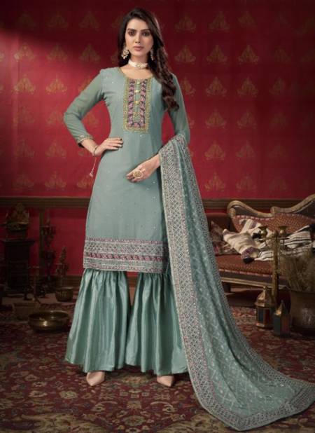 Gray Colour Zeeya Erina Varni New Exclusive Faux Georgette Festive Wear Salwar Suit Collection 1401